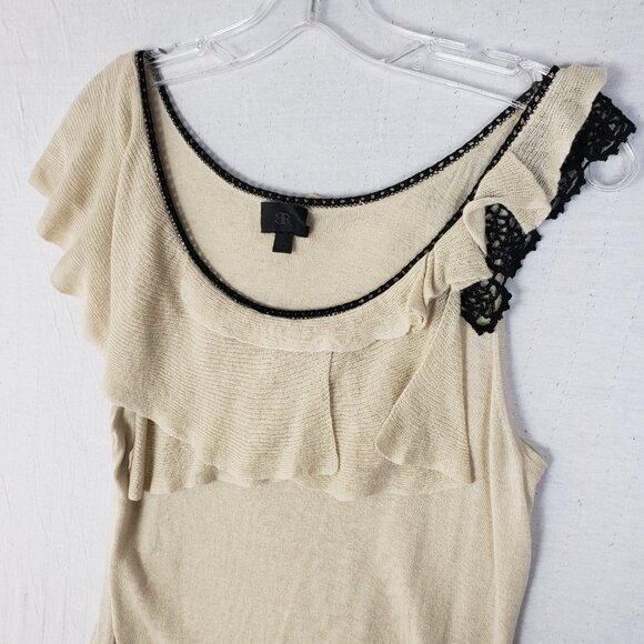 Banana Republic Silk Linen Asymmetric Gathered Top Tank Ruffled Boho Twee size S - Picture 2 of 11